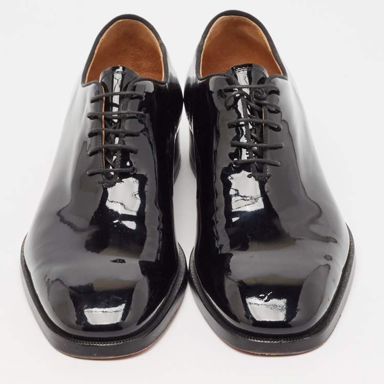 Pre Owned Christian Louboutin Black Patent Leather Corteo Oxfords Size 41