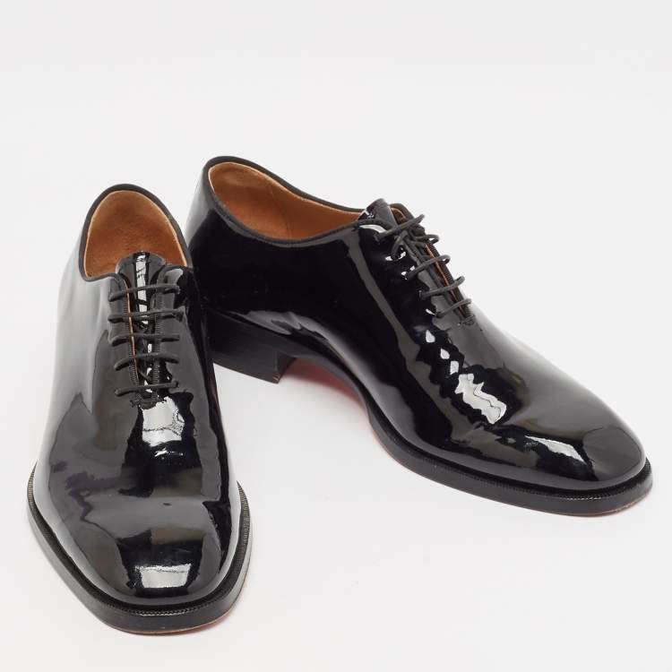 Pre Owned Christian Louboutin Black Patent Leather Corteo Oxfords Size 41