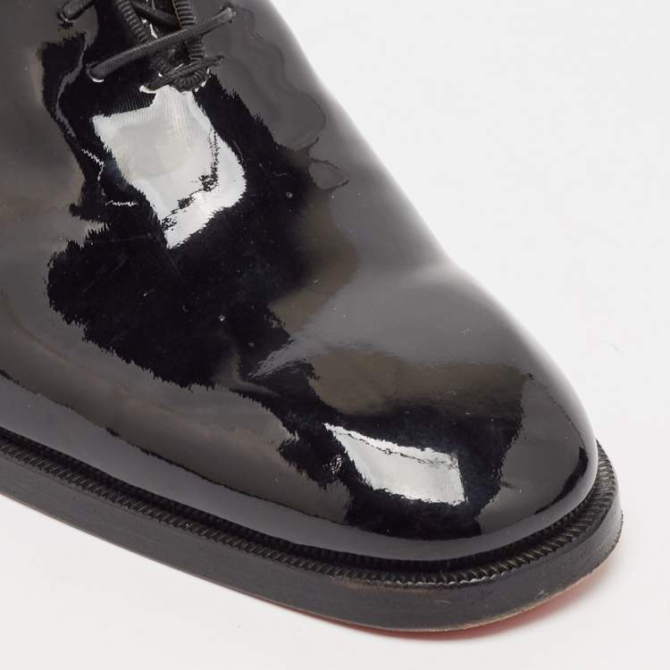Pre Owned Christian Louboutin Black Patent Leather Corteo Oxfords Size 41