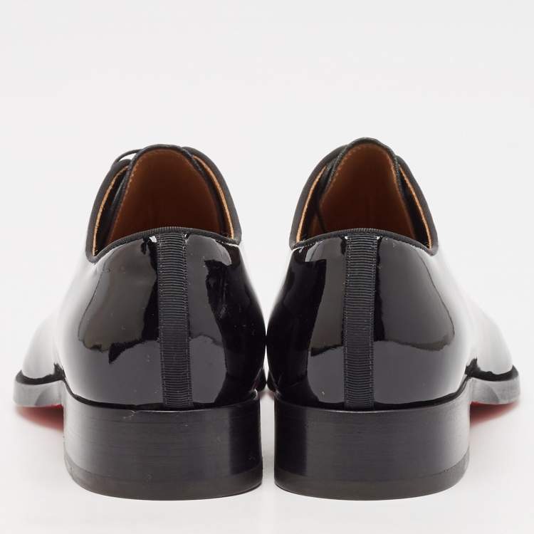 Pre Owned Christian Louboutin Black Patent Leather Corteo Oxfords Size 41