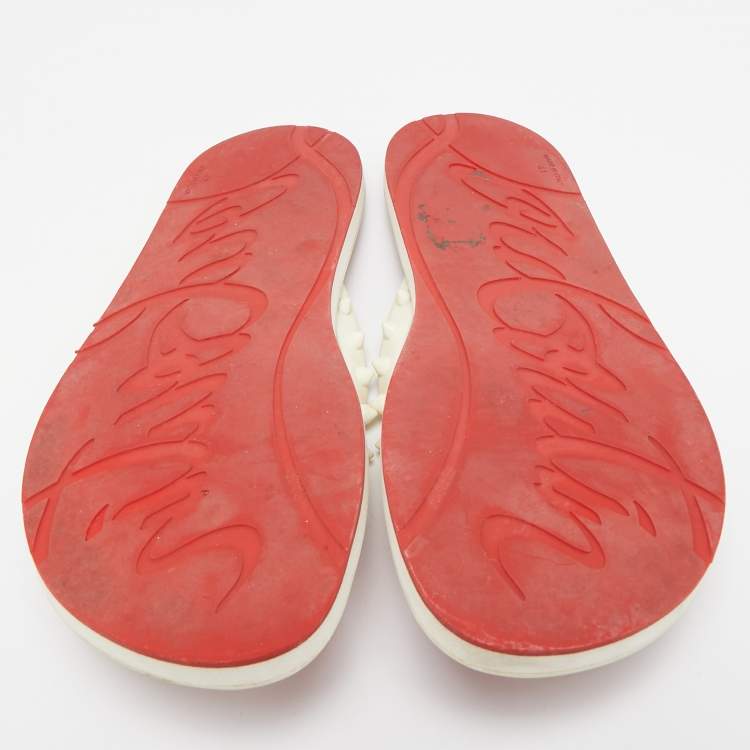 Pre Owned Christian Louboutin Off White Rubber Loubi Flat Thong Sandals Size 41