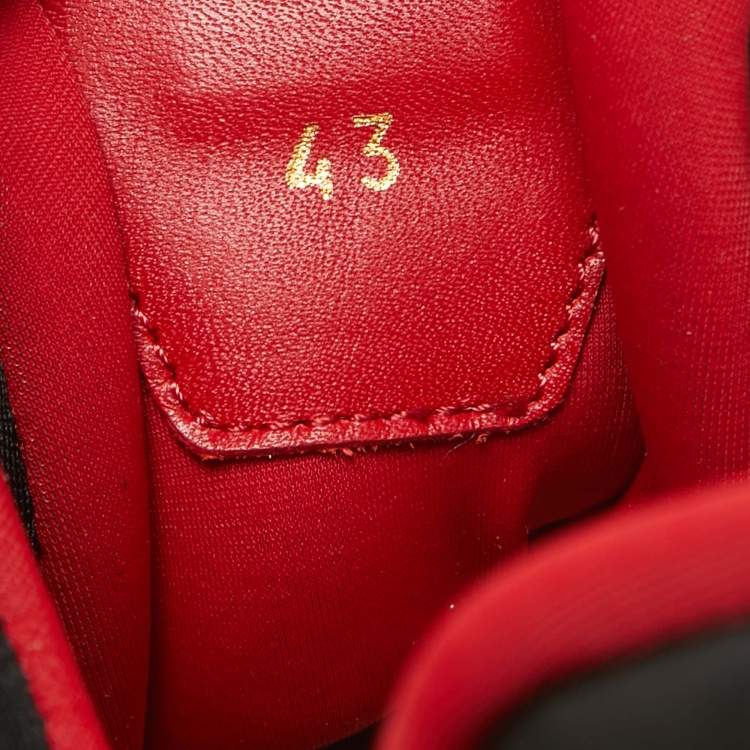 Pre Owned Christian Louboutin Black Neoprene and Leather Red Runner Sneakers Size 43