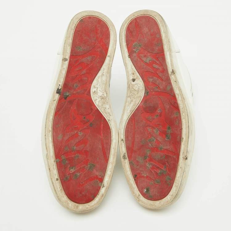 Pre Owned Christian Louboutin White Leather Louis High Top Sneakers Size 43