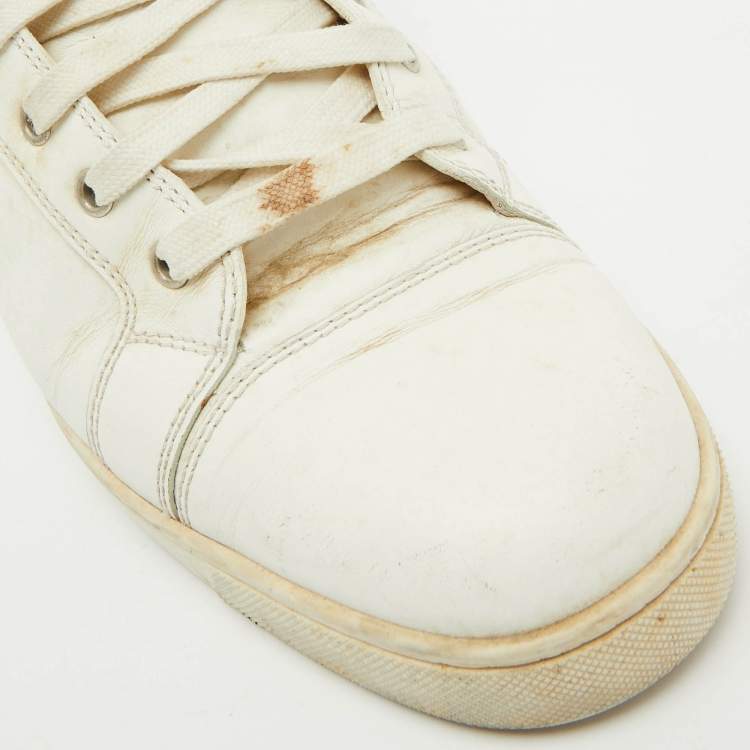 Pre Owned Christian Louboutin White Leather Louis High Top Sneakers Size 43