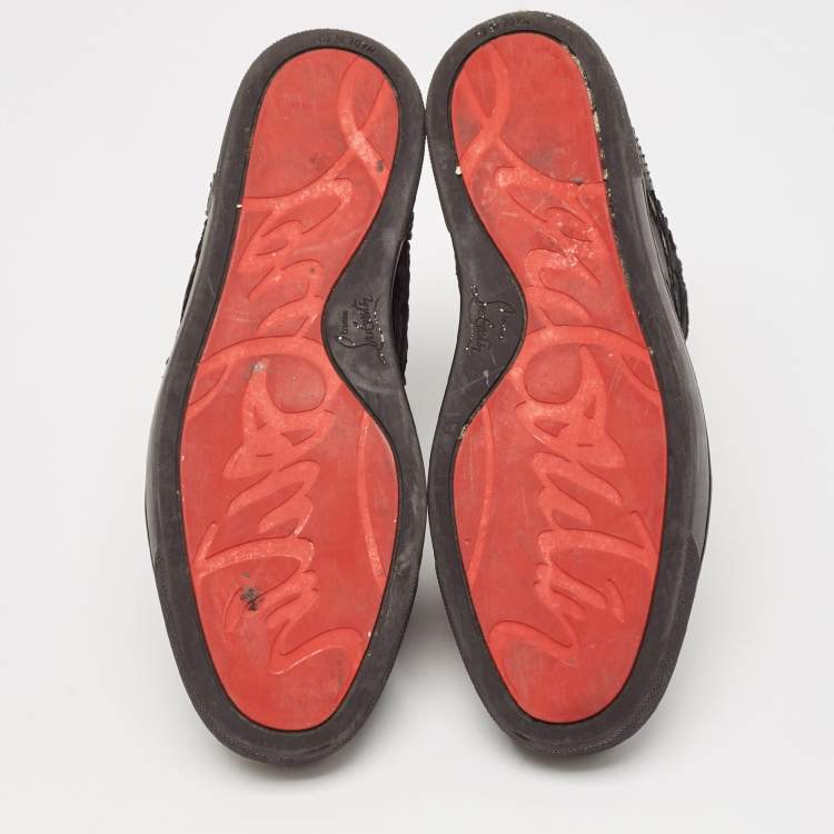 Pre Owned Christian Louboutin Black Python Leather Louis Orlato High Top Sneakers Size 44