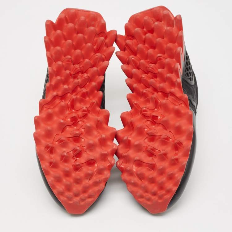 Pre Owned Christian Louboutin Black Leather Loubishark Low Top Sneakers Size 44.5