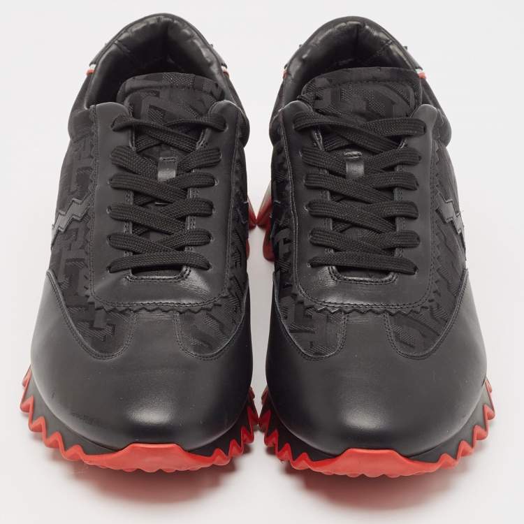 Pre Owned Christian Louboutin Black Leather Loubishark Low Top Sneakers Size 44.5