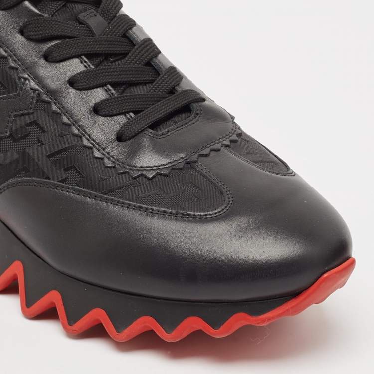Pre Owned Christian Louboutin Black Leather Loubishark Low Top Sneakers Size 44.5