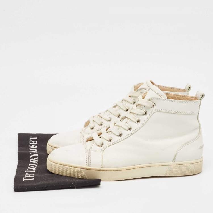 Pre Owned Christian Louboutin White Leather Louis High Top Sneakers Size 41