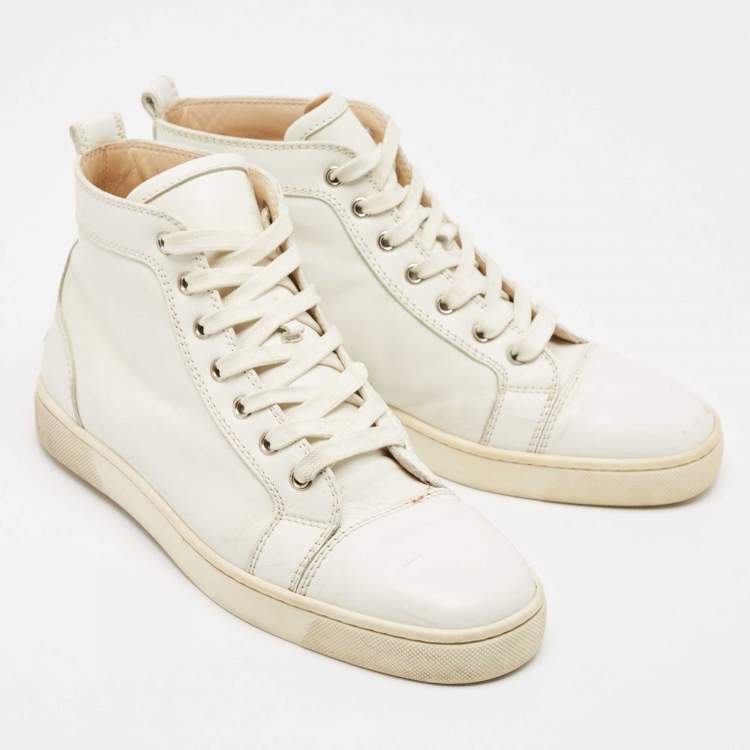 Pre Owned Christian Louboutin White Leather Louis High Top Sneakers Size 41