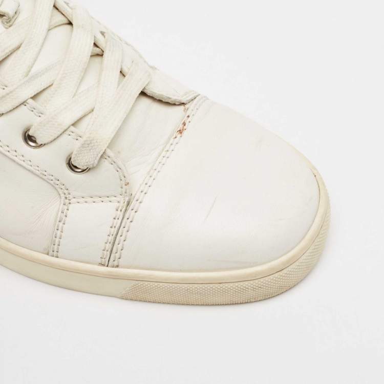 Pre Owned Christian Louboutin White Leather Louis High Top Sneakers Size 41