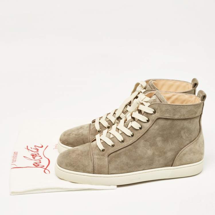 Pre Owned Christian Louboutin Grey Suede Louis Orlato High Top Sneakers Size 43