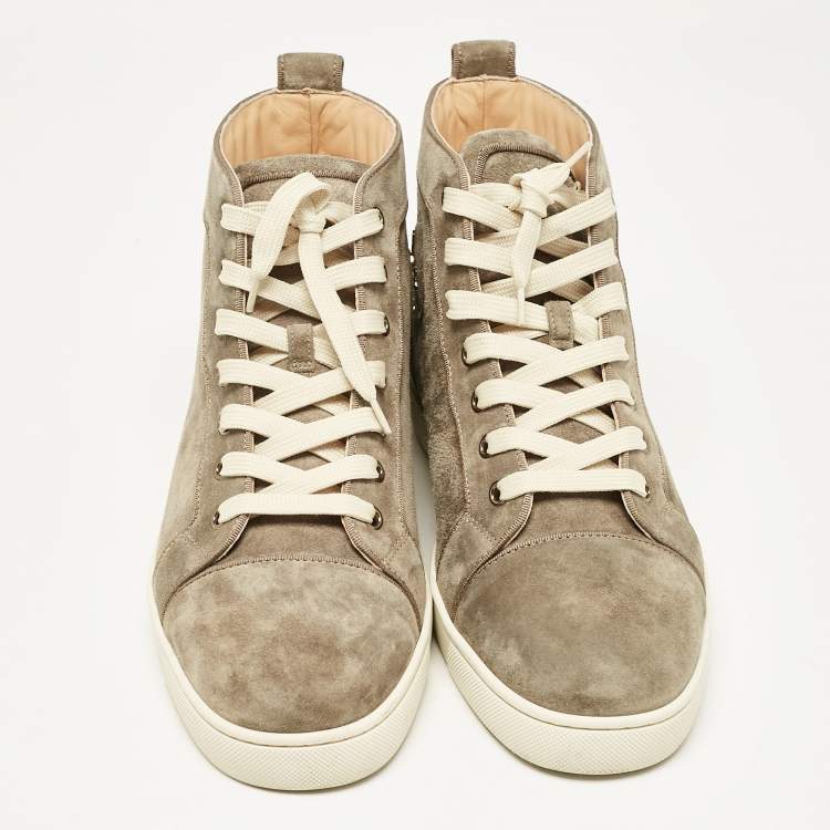 Pre Owned Christian Louboutin Grey Suede Louis Orlato High Top Sneakers Size 43