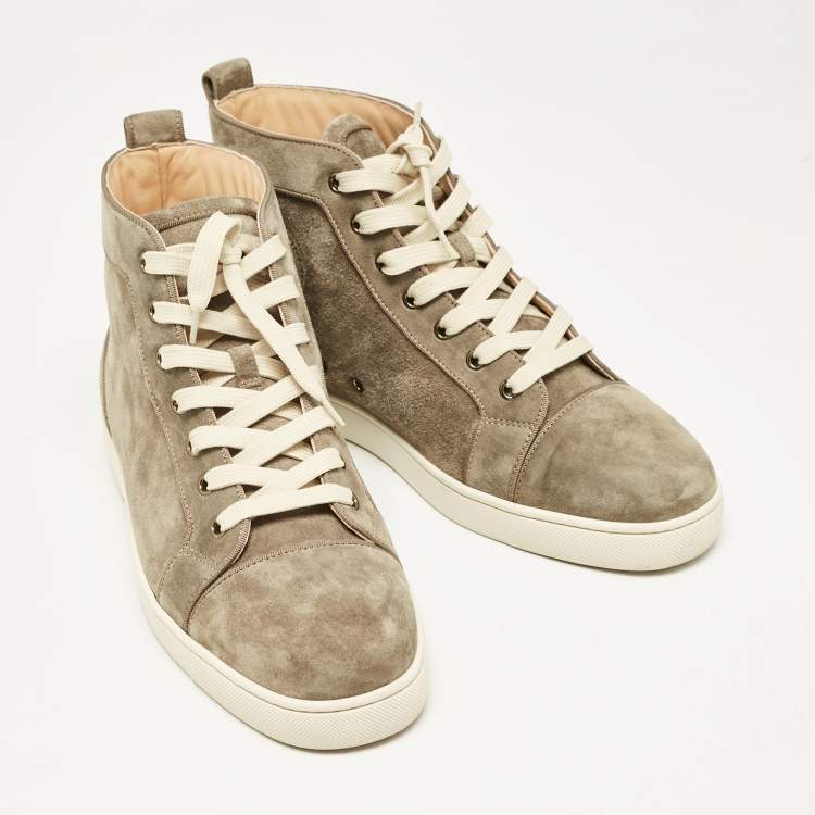 Pre Owned Christian Louboutin Grey Suede Louis Orlato High Top Sneakers Size 43