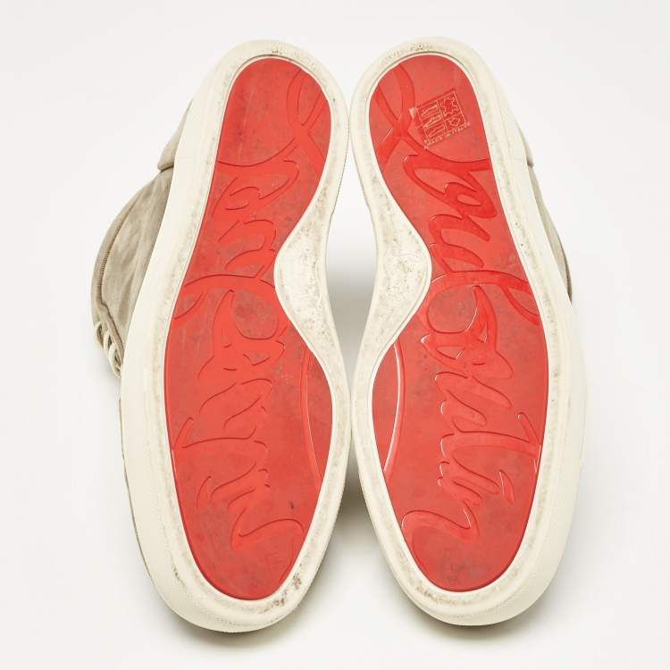 Pre Owned Christian Louboutin Grey Suede Louis Orlato High Top Sneakers Size 43
