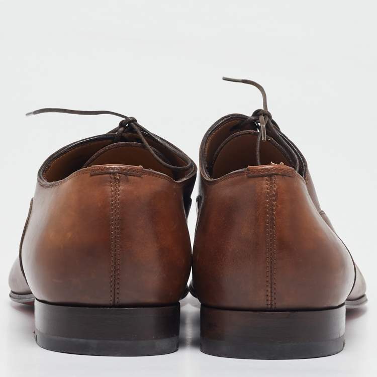 Pre Owned Christian Louboutin Brown Leather Greggo Oxfords Size 40.5