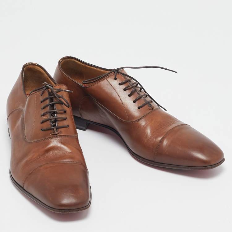 Pre Owned Christian Louboutin Brown Leather Greggo Oxfords Size 40.5