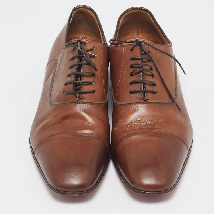 Pre Owned Christian Louboutin Brown Leather Greggo Oxfords Size 40.5