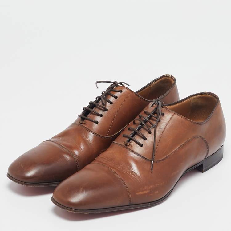 Pre Owned Christian Louboutin Brown Leather Greggo Oxfords Size 40.5