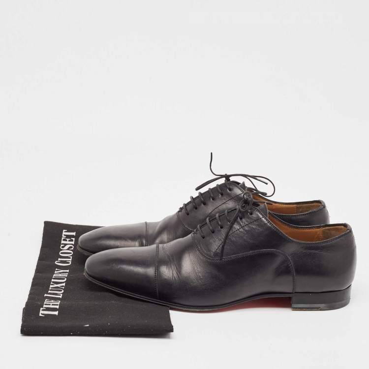 Pre Owned Christian Louboutin Black Leather Greggo Oxfords Size 40.5