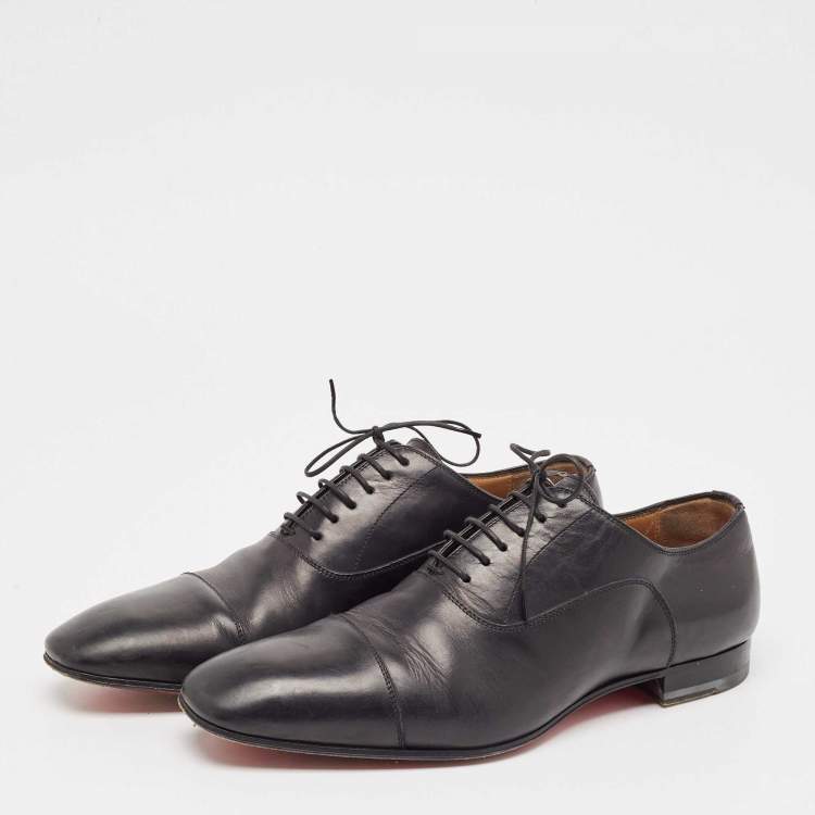 Pre Owned Christian Louboutin Black Leather Greggo Oxfords Size 40.5