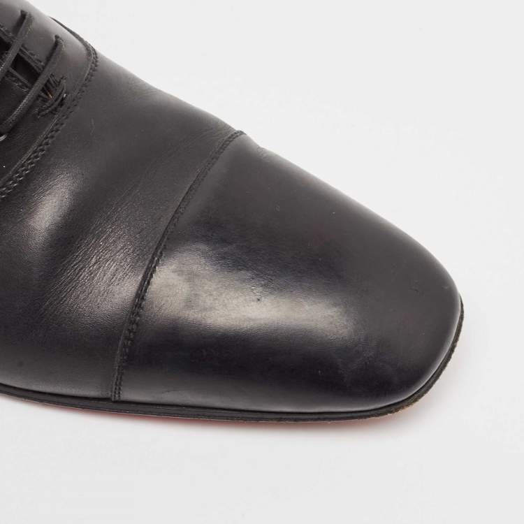Pre Owned Christian Louboutin Black Leather Greggo Oxfords Size 40.5