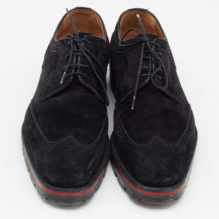Pre Owned Christian Louboutin Black Suede Hubertus Lace Up Oxford Size 40