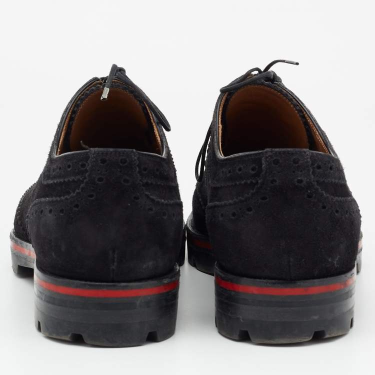 Pre Owned Christian Louboutin Black Suede Hubertus Lace Up Oxford Size 40