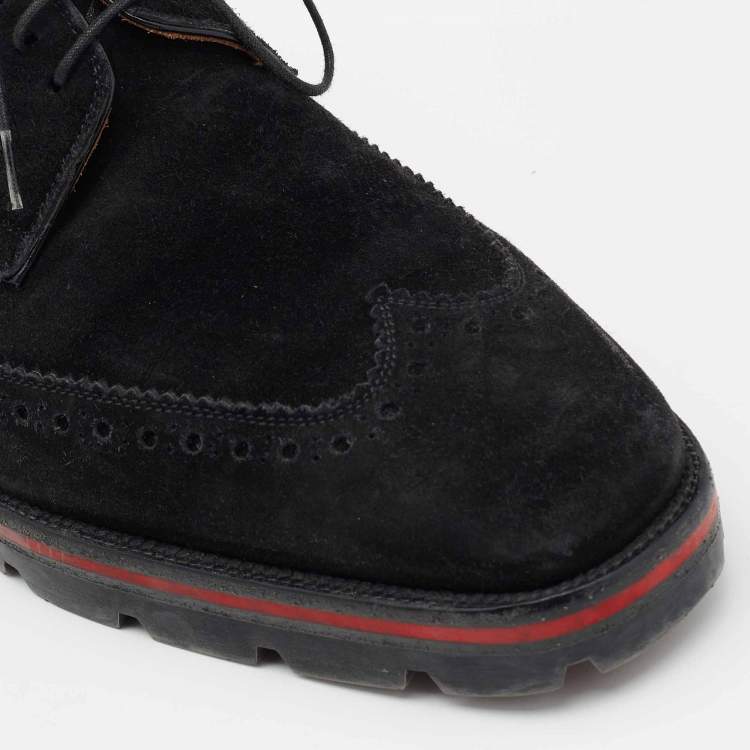 Pre Owned Christian Louboutin Black Suede Hubertus Lace Up Oxford Size 40