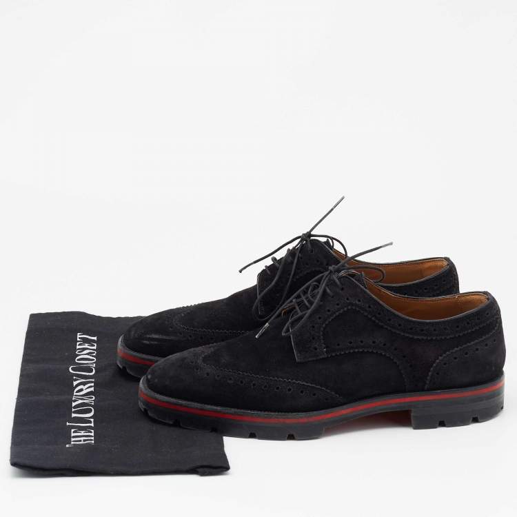 Pre Owned Christian Louboutin Black Suede Hubertus Lace Up Oxford Size 40