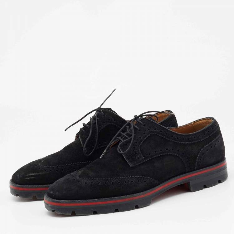 Pre Owned Christian Louboutin Black Suede Hubertus Lace Up Oxford Size 40