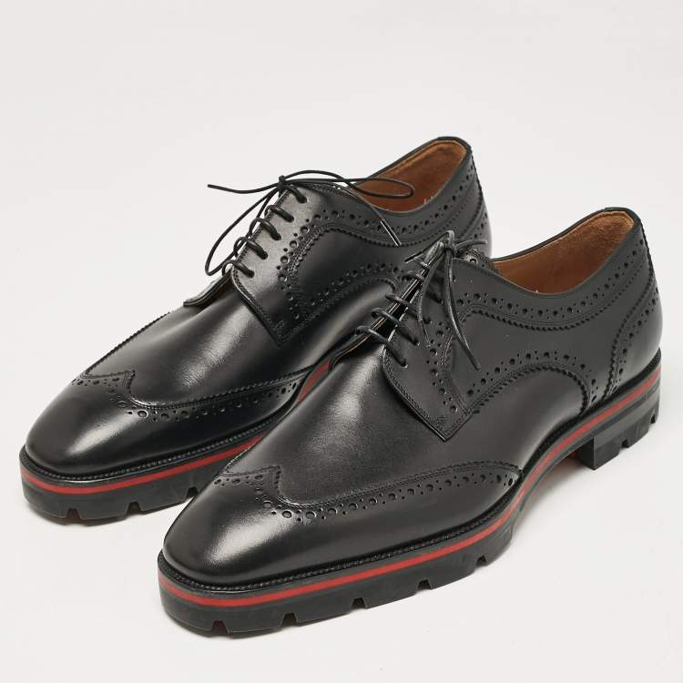 Pre Owned Christian Louboutin Black Leather Simon Derby Size 41.5