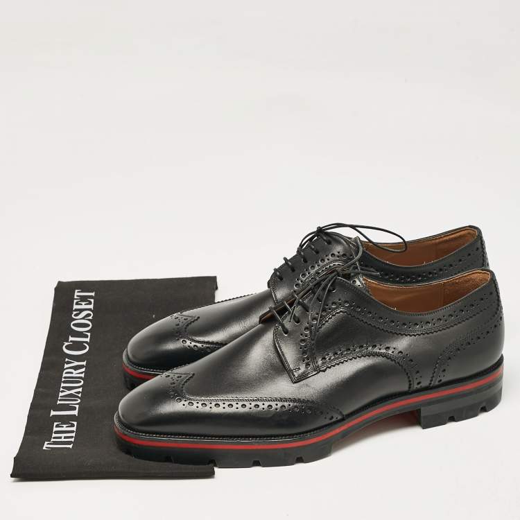 Pre Owned Christian Louboutin Black Leather Simon Derby Size 41.5