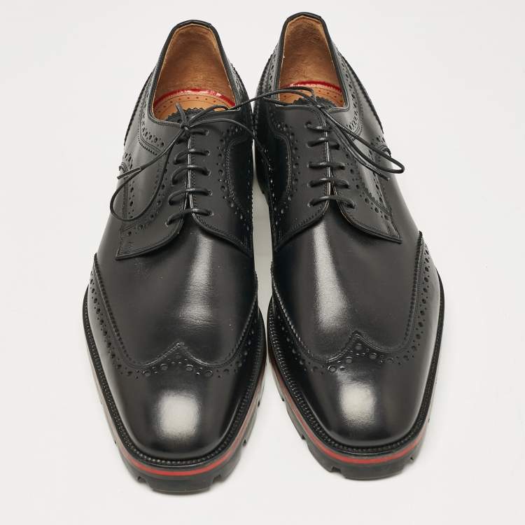 Pre Owned Christian Louboutin Black Leather Simon Derby Size 41.5