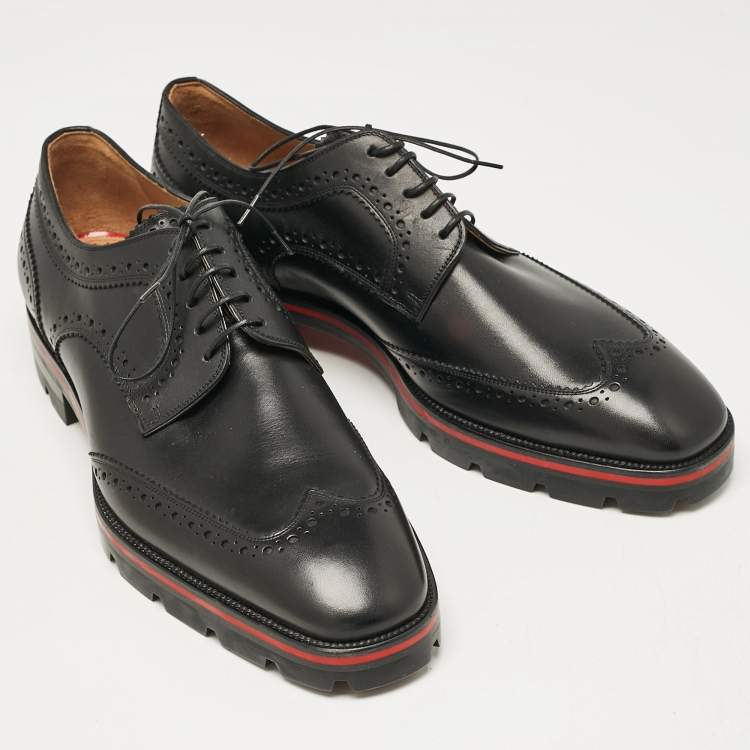 Pre Owned Christian Louboutin Black Leather Simon Derby Size 41.5