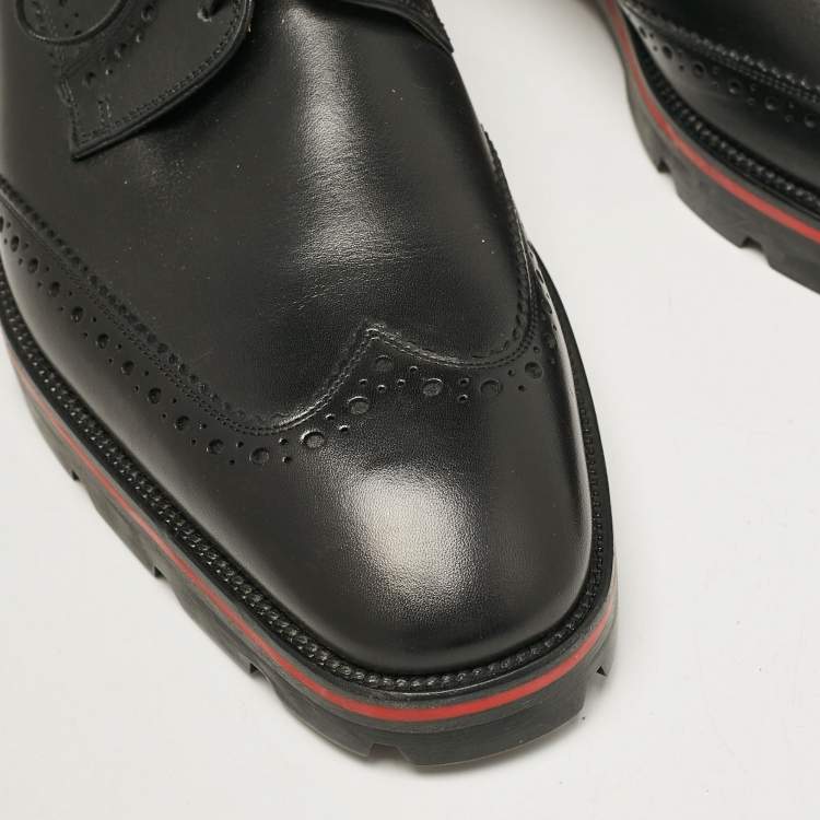 Pre Owned Christian Louboutin Black Leather Simon Derby Size 41.5