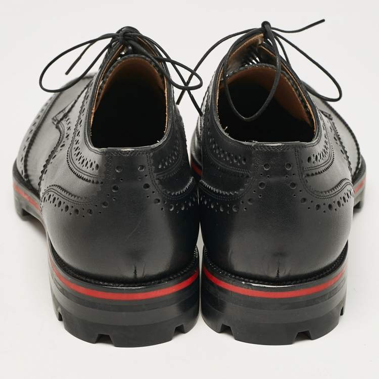 Pre Owned Christian Louboutin Black Leather Simon Derby Size 41.5
