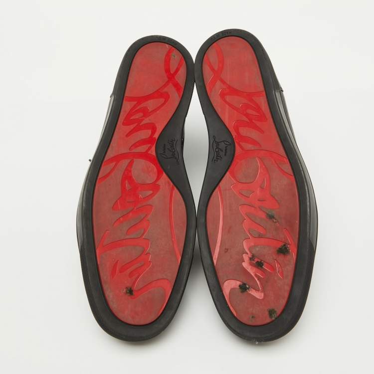 Pre Owned Christian Louboutin Black Leather Louis High Top Sneakers Size 44.5