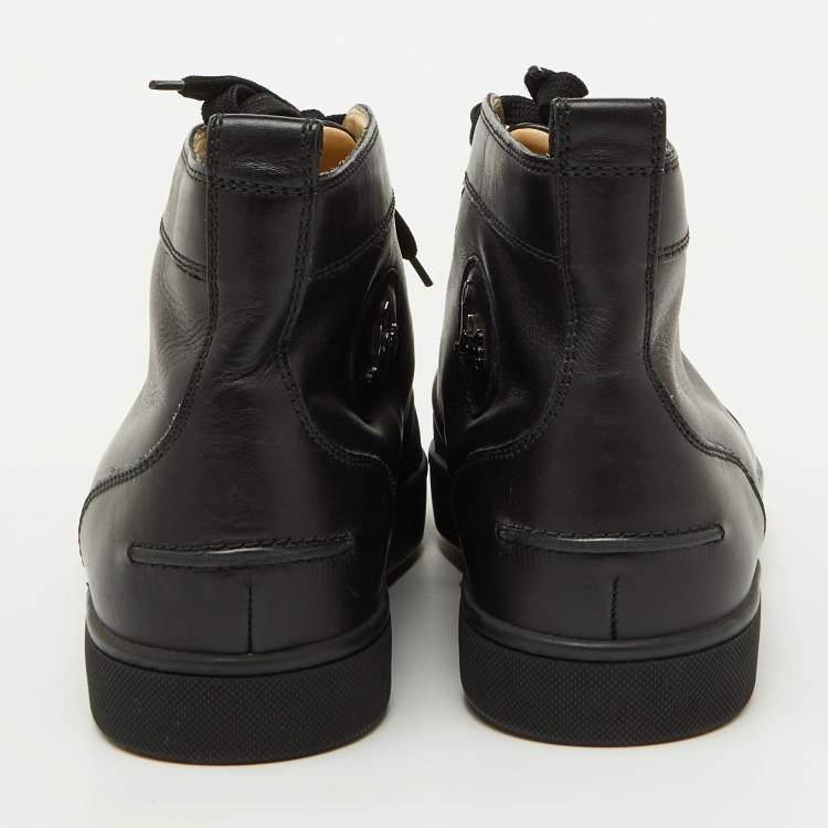Pre Owned Christian Louboutin Black Leather Louis High Top Sneakers Size 44.5
