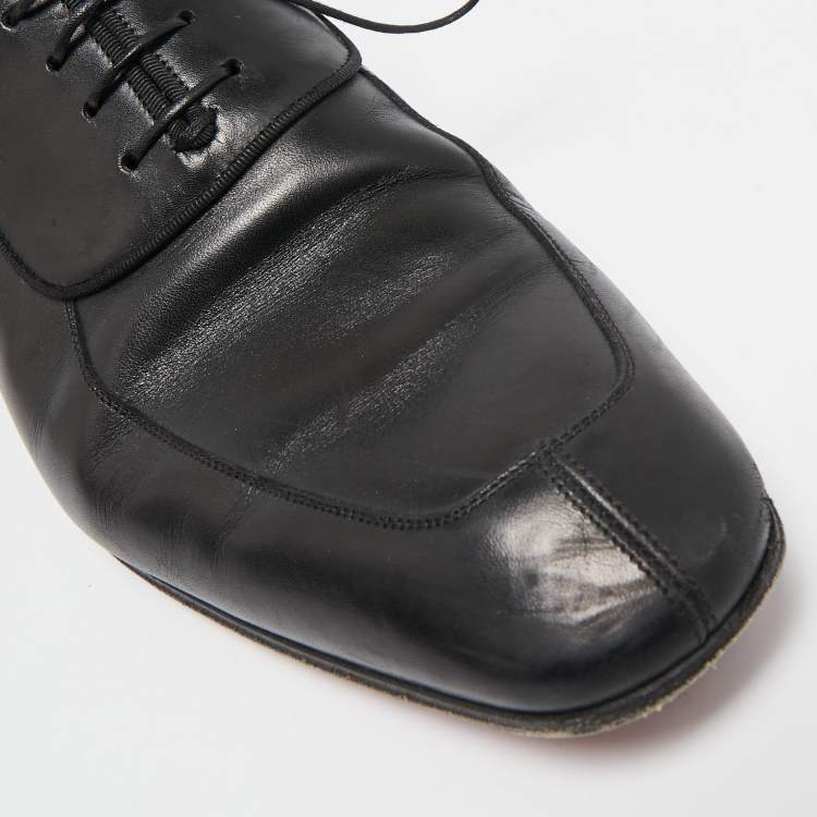 Pre Owned Christian Louboutin Black Leather Lafitte Oxfords Size 44