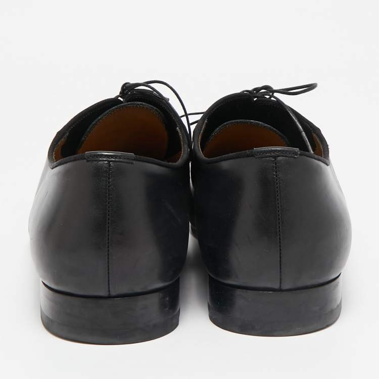 Pre Owned Christian Louboutin Black Leather Lafitte Oxfords Size 44