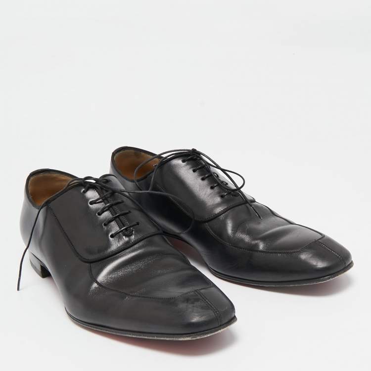 Pre Owned Christian Louboutin Black Leather Lafitte Oxfords Size 44