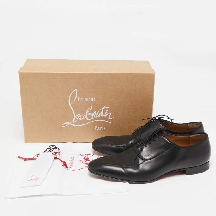 Pre Owned Christian Louboutin Black Leather Lafitte Oxfords Size 44