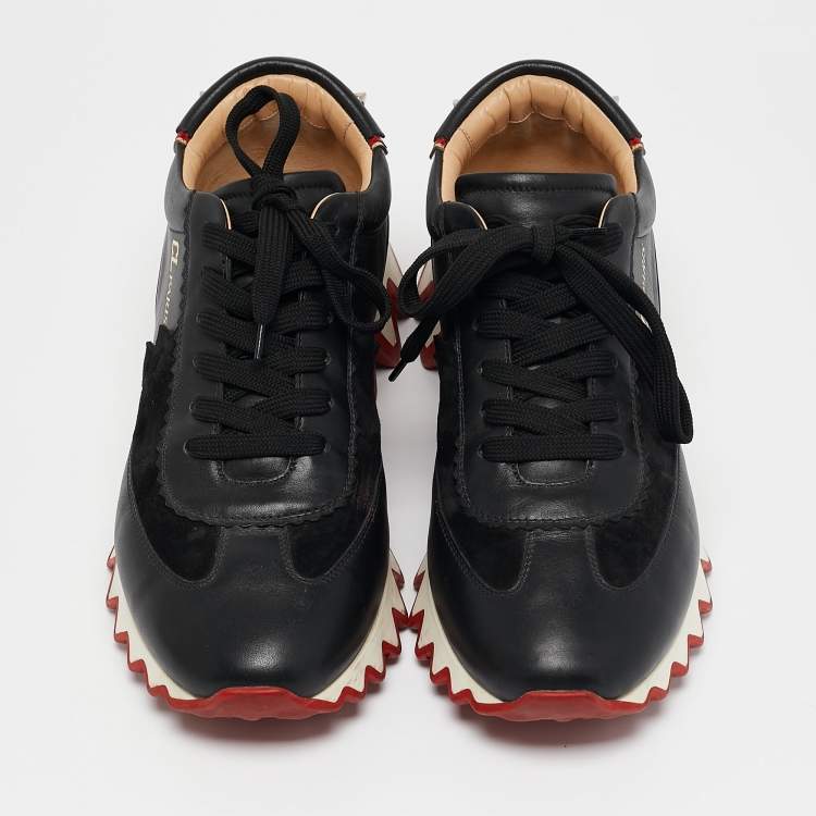 مملوكة مسبقًا Christian Louboutin Black Suede Loubishark Lace Up Sneakers Size 40