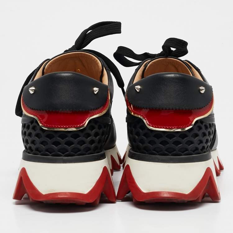 مملوكة مسبقًا Christian Louboutin Black Suede Loubishark Lace Up Sneakers Size 40