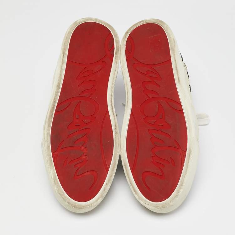 Pre Owned Christian Louboutin Multicolor Leather and Fabric Aurelien Sneakers Size 45