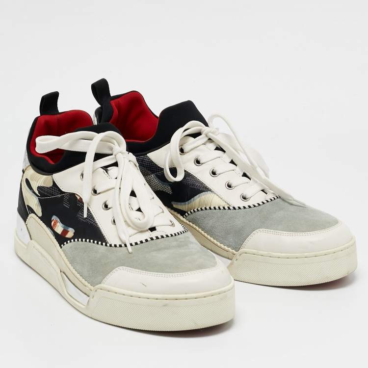 Pre Owned Christian Louboutin Multicolor Leather and Fabric Aurelien Sneakers Size 45