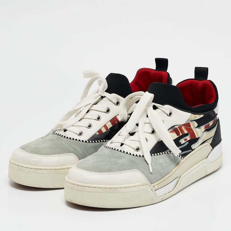 Pre Owned Christian Louboutin Multicolor Leather and Fabric Aurelien Sneakers Size 45