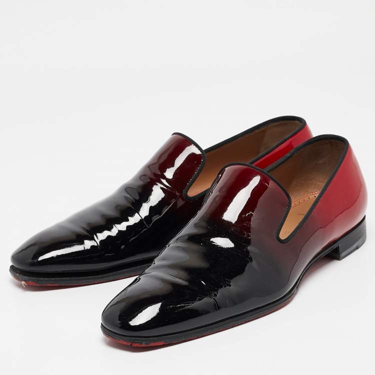 Pre Owned Christian Louboutin Ombre Red Patent Leather Dandy Me Smoking Slippers Size 43