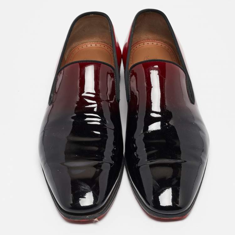 Pre Owned Christian Louboutin Ombre Red Patent Leather Dandy Me Smoking Slippers Size 43